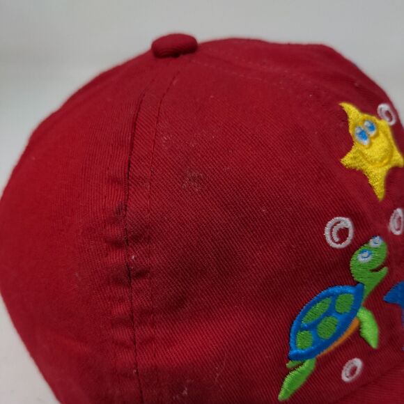 Kid Tees Baby Hat Red Stretchy Embroidered Sea Ocean Creatures Dolphin - Picture 5 of 8
